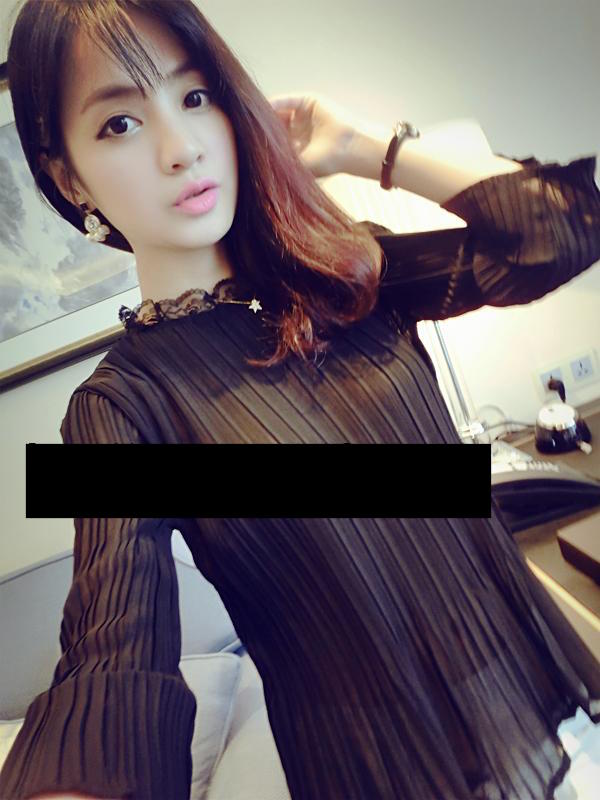 WT6071 Sexy Chiffon Top Black